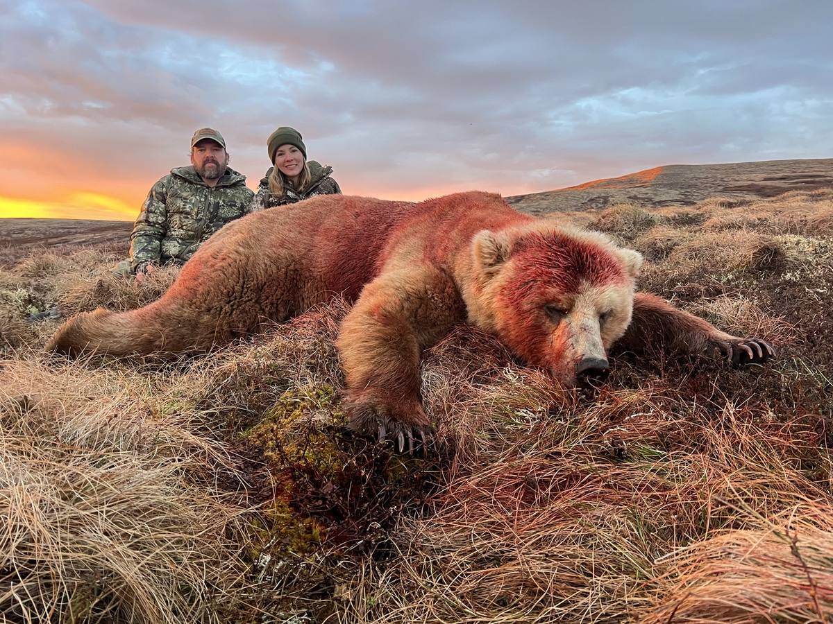 The Brimhalls with a spring grizzly taken in northwest Alaska